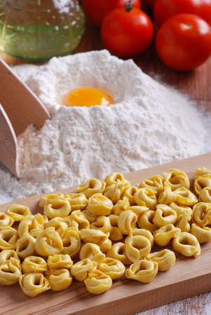 stuffed pasta on the tableの写真素材