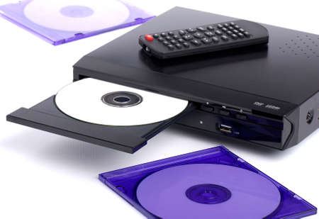 DVD player on white table