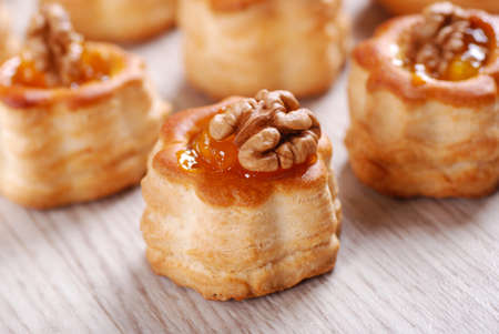 vol au vent with walnuts on the table