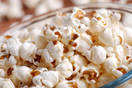 popcorn in the glass bowlの写真素材