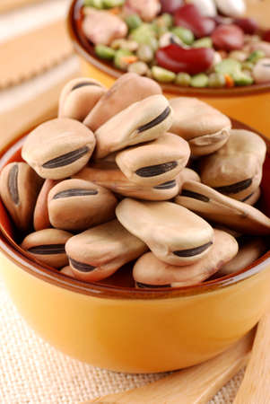 dried broad beans in the small bowl