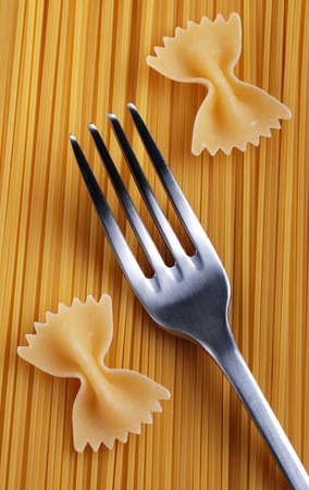 Italian pasta with steel fork