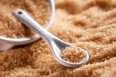 brown sugar in white bowlの写真素材