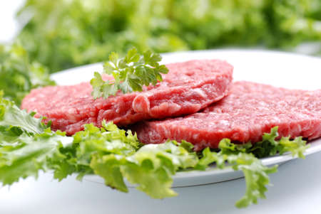 hamburger beef with vegetables on the tableの写真素材