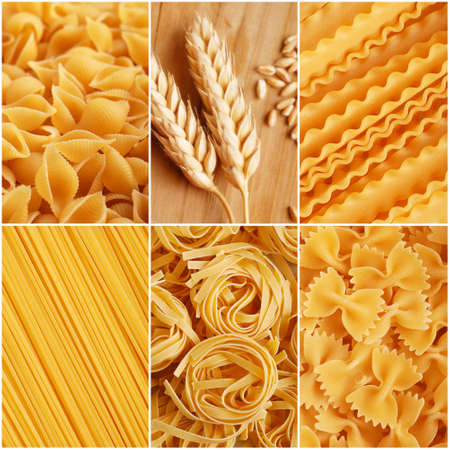 italian pasta collage made from six photographyの写真素材