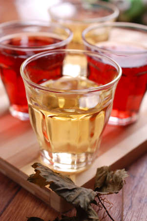 red and white wine in glassesの写真素材