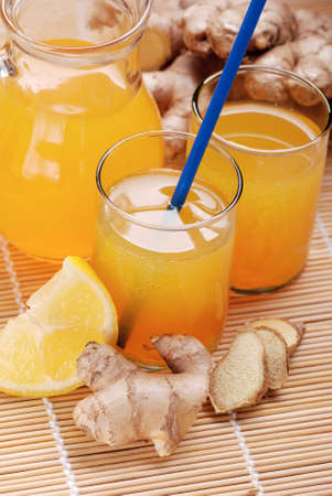 lemon juice and ginger in glass beaker