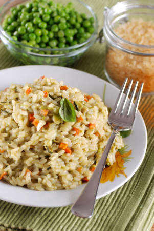 risotto with assorted vegetables, traditional Italian recipeの写真素材