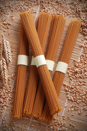Organic wholemeal spaghetti - pasta extruded through bronze