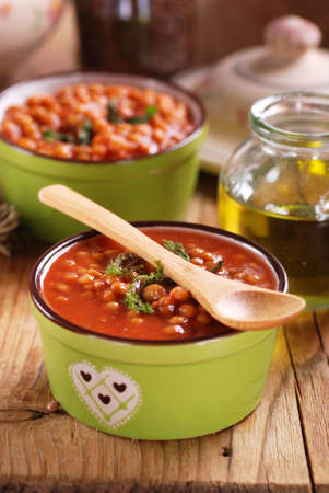 lentil soup in small bowl greenの写真素材