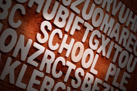 pile of letters on the wooden tableの写真素材