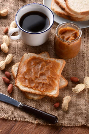 peanut butter in glass jar - Traditional American food