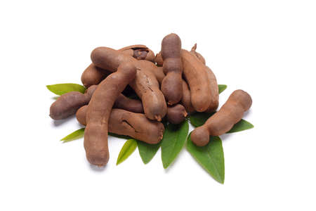 tamarind fruit on white backgroundの写真素材