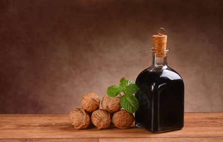 nocino in the bottle - Traditional Italian liqueurの写真素材