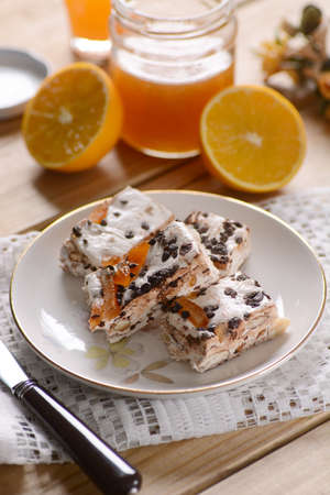 nougat with almonds and orange - traditional Sicilian sweet