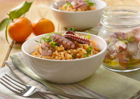 risotto with octopus - Traditional Italian recipe.の写真素材