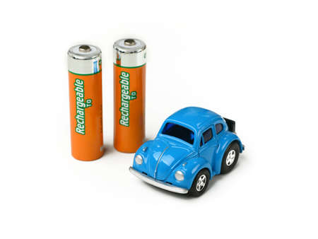 Car model with rechargeable batteries - white background - closeup