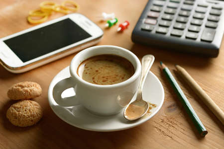 take a coffee during the work break - closeupの写真素材