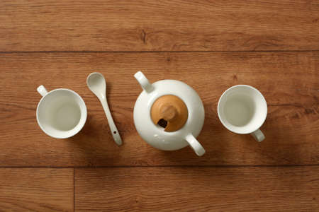 white porcelain coffee set - italian product - closeupの写真素材