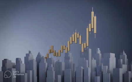 Financial graph on the city background. Vector illustration. Eps 10.の素材
