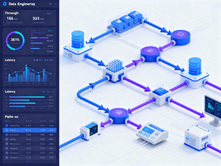 Isometric server room data center flowchart. Vector 3d illustrationの素材