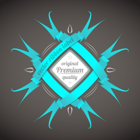 turqouise ribbon labelのイラスト素材