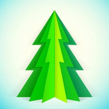 green paper christmas tree greeting card templateのイラスト素材