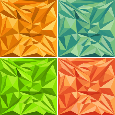 set of triangles polygonal vector pattern backgrounds in various colorsのイラスト素材