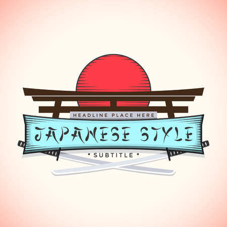 color japan style sign with catanasのイラスト素材