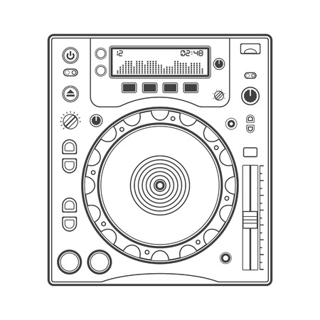 vector outline cd turntableのイラスト素材