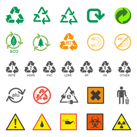 vector various ecology and dangerous signsのイラスト素材
