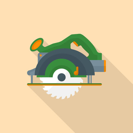 colored flat design electric hand circular saw icon with shadowのイラスト素材