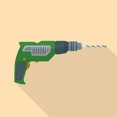colored flat design electric hand drill icon with shadowのイラスト素材