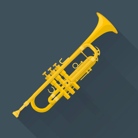 color flat style vector trumpet on dark backgroundのイラスト素材