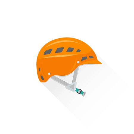 vector orange color climbing helmet flat design colored isolated illustration on white background with shadowのイラスト素材
