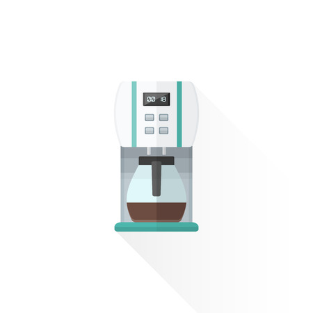 vector white color green blue elements flat design coffee machine isolated illustration white backgroundのイラスト素材