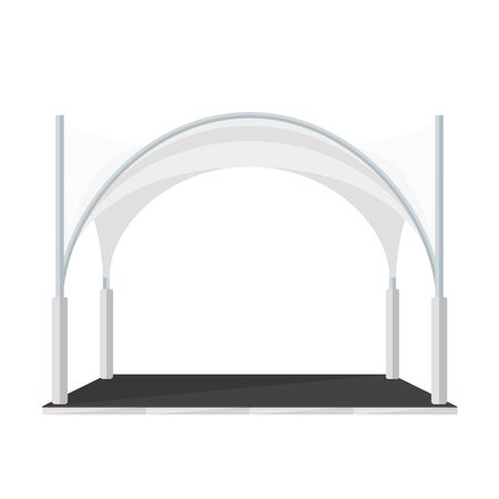 vector white color flat design modern folding tent marquee pavilion illustrationのイラスト素材