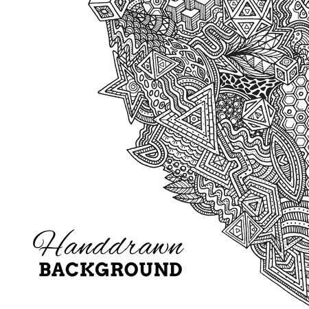 vector black abstract monochrome hand drawn  background illustration on white backgroundのイラスト素材