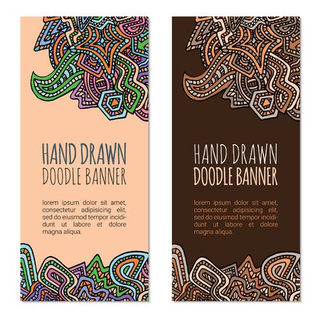 vector colored light and dark abstract doodle design vertical banners templates isolated on white backgroundのイラスト素材