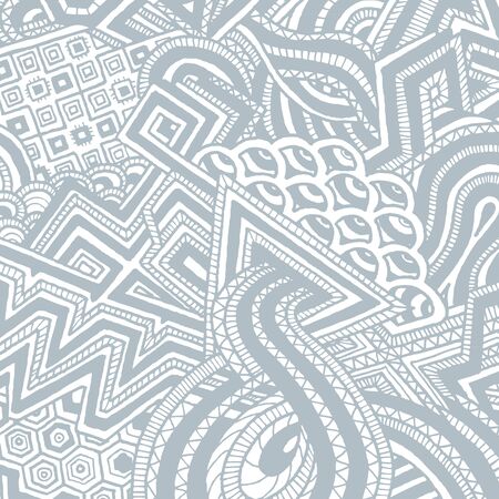 vector gray abstract monochrome zentangle hand drawn doodle background illustration on white backgroundのイラスト素材