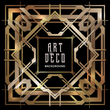 vector shiny copper metal color retro art deco futuristic decoration isolated black layout backgroundのイラスト素材