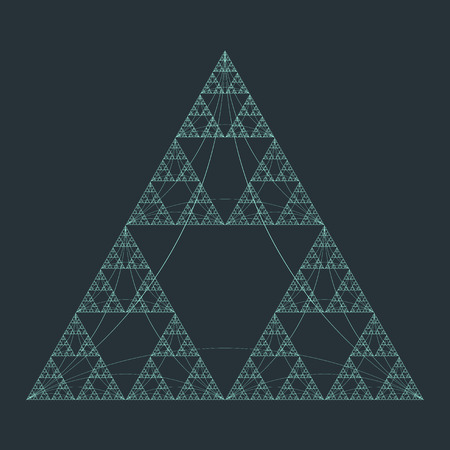 vector teal color triangle sacral geometry fractal abstract decoration isolated illustration dark backgroundのイラスト素材