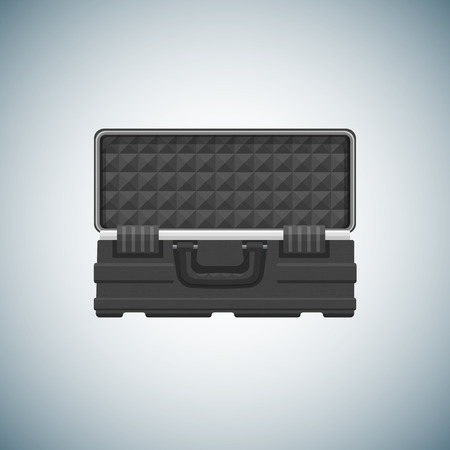 vector colorful flat design equipment shockproof water protect plastic case with egg crate foam illustration isolated on white backgroundのイラスト素材