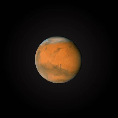 vector colorful realistic planet Mars globe isolated illustration on dark space background