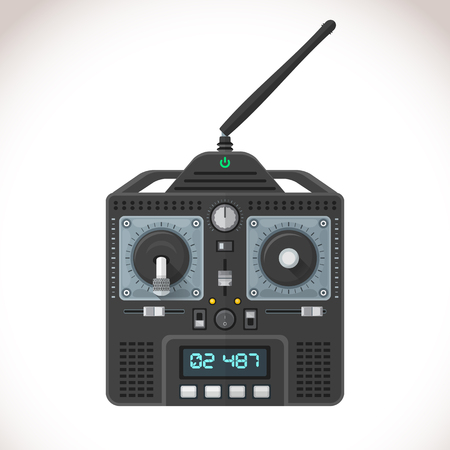 vector colorful flat design drone radio remote control transmitter isolated illustration light backgroundのイラスト素材