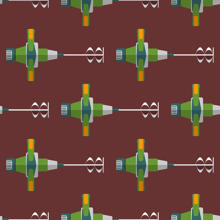 vector colorful flat design construction hand mixer device electrical instrument tool home remodel decoration seamless pattern backgroundのイラスト素材