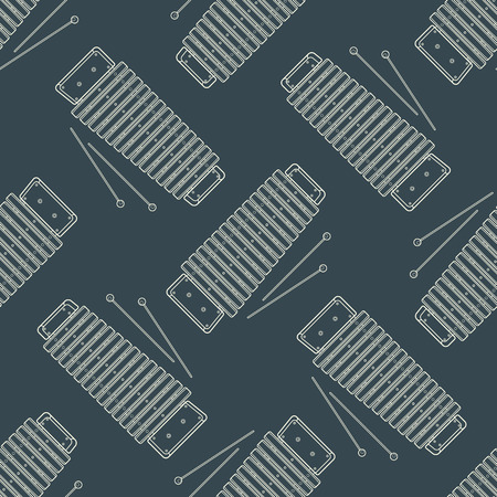 vector monochrome white xylophone decoration seamless pattern isolated gray backgroundのイラスト素材