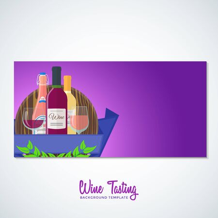 vector colourful flat design various wine illustration violet isolated background deco flyer templateのイラスト素材