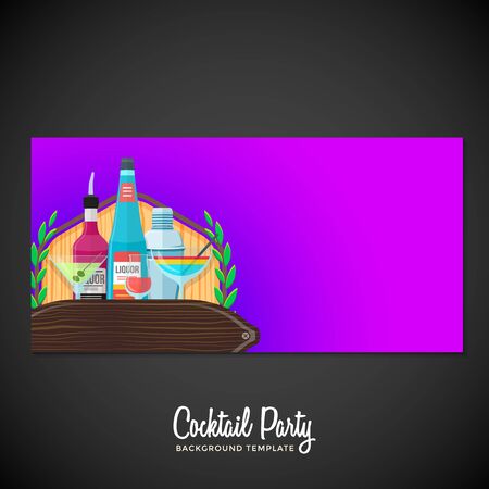 vector colourful flat design various alcohol cocktails illustration violet isolated background deco flyer templateのイラスト素材