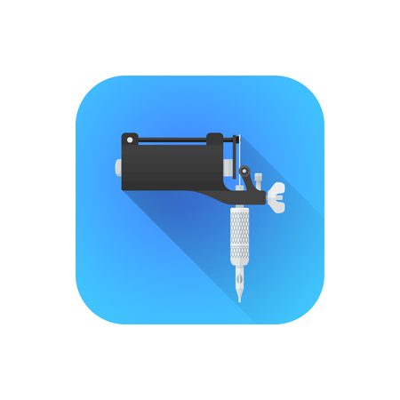 vector colorful flat design rotary tattoo machine illustration rounded square icon with shadowのイラスト素材